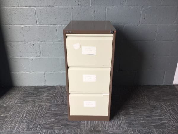 Bisley brown and cream filing cabinet