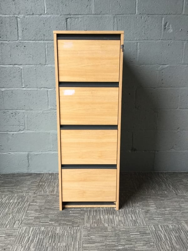Oak Effect Four Drawer Filing Cabinet