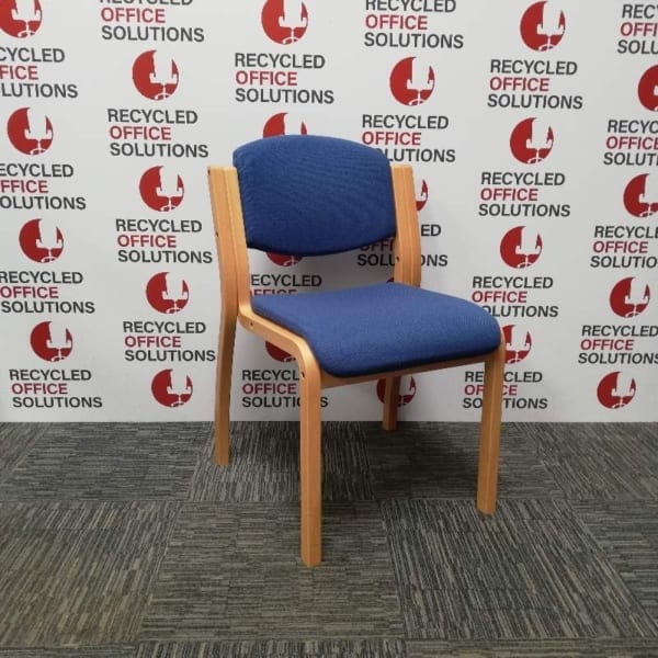 Wooden Frame Blue Stacking Chair