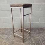 Grey Leather Padded Stool
