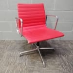 Red Leather Effect 'Eames' Style Swivel Chair