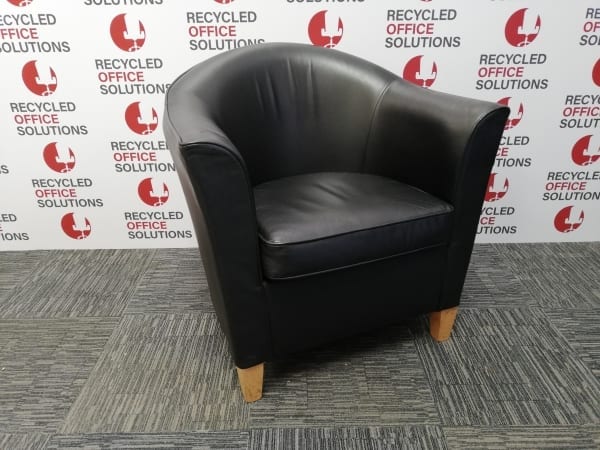 Black Leather Effect Tub Chair