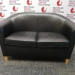 Black Leather Effect 2 Seater Tub Chair