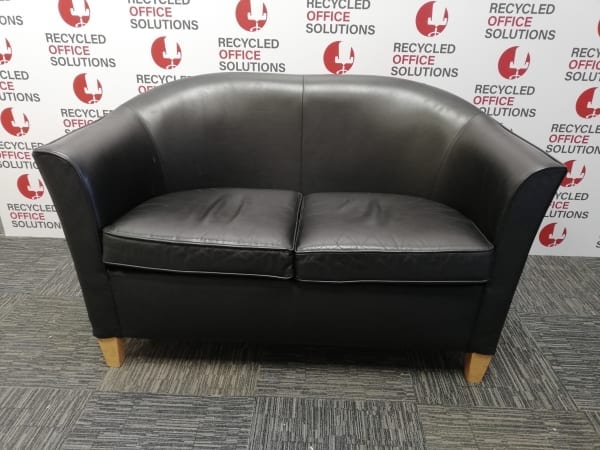 Black Leather Effect 2 Seater Tub Chair