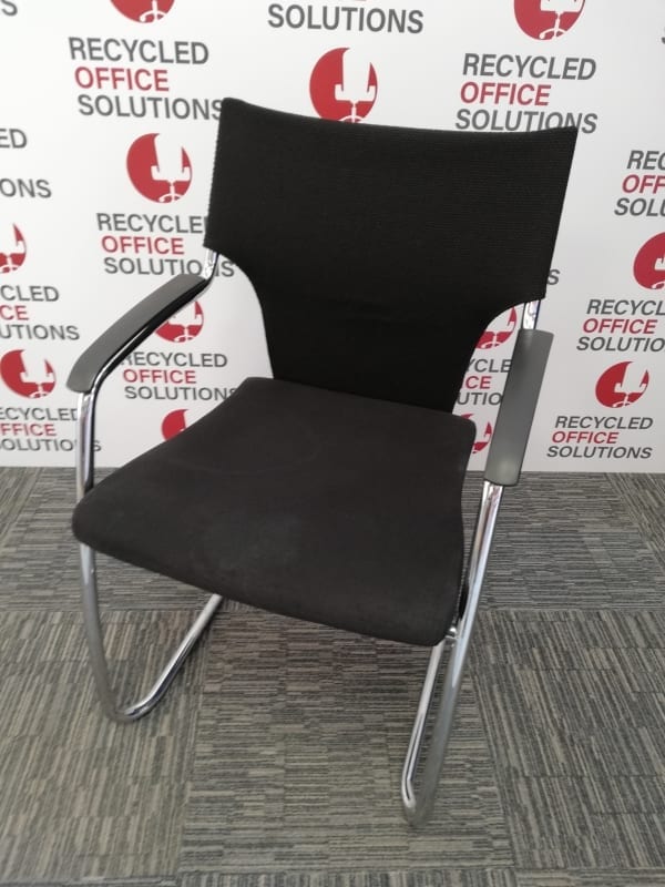 'Brunner' Sled Stacking Chair with Black Fabric Back