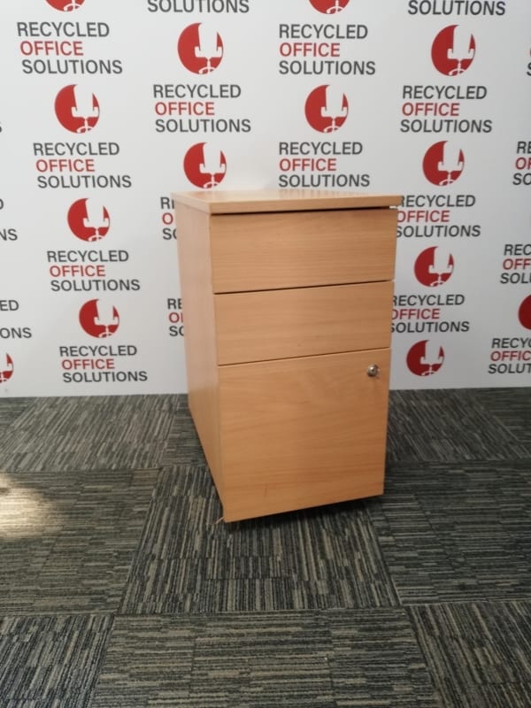 Beech Slimline Under Desk Pedestal