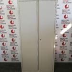 Tall Grey Metal 2 Door Cupboard
