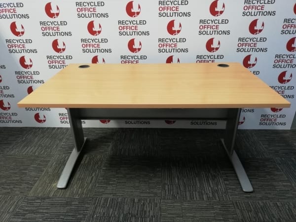 Beech 140cm Desk with Grey Metal Framework