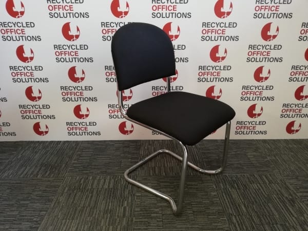 Black Fabric Stacking Sled Chair
