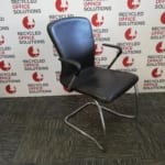 Black Leather Effect Stacking Chair