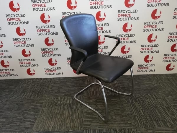 Black Leather Effect Stacking Chair