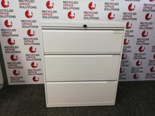 White Metal 3 Drawer Side Filer
