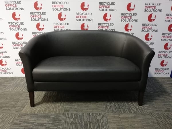 Black Leather Effect 2 Seater Reception Sofa