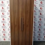 Tall White Metal Triumph Unit with Walnut Doors