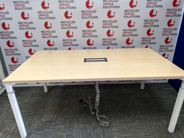 'Steelcase' Maple Meeting Room Table with White Framework