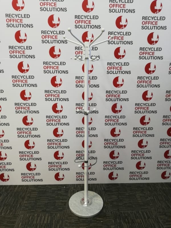 White Metal Coat Stand with Marble Base