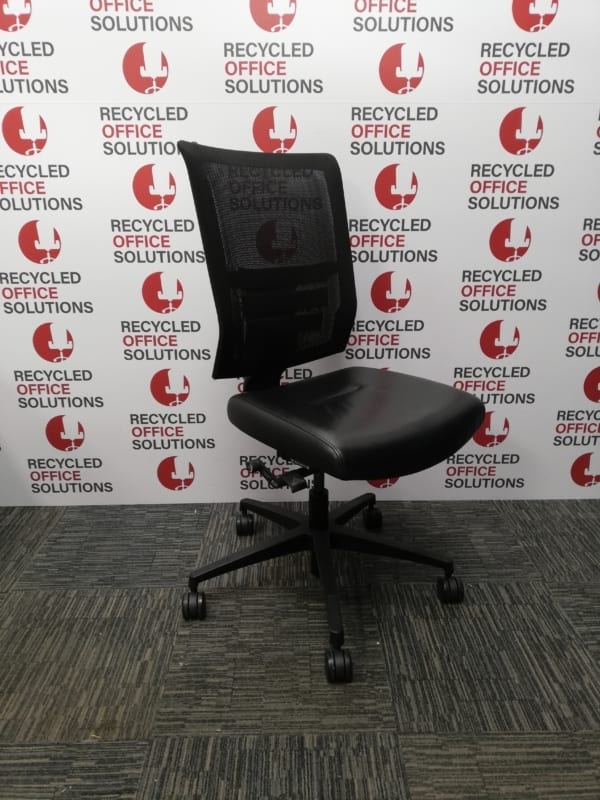 Black Leather Effect Operator Chair with Mesh Back no Arms