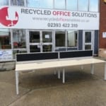 'Steelcase' Bank of 4 160cm Light Wood Workstations