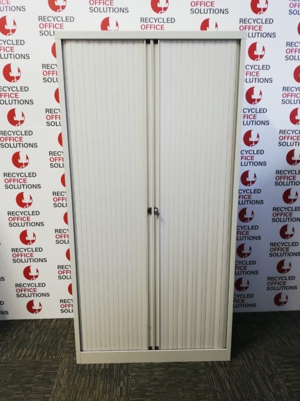 Tall Grey 2 Door Tambour Unit