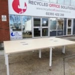 'Steelcase' Bank of 4 140cm Maple Desks