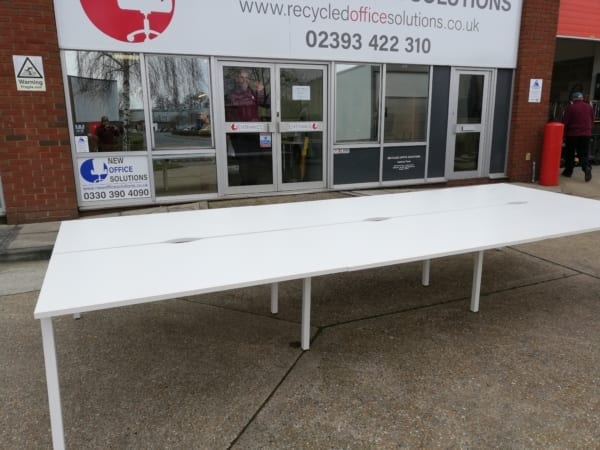 Bank of 6 White 140cm Desks Type 2
