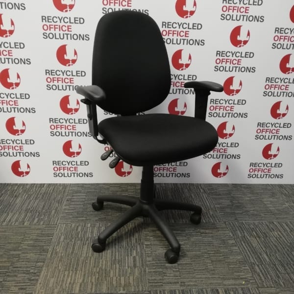 Black Fabric Operator Chair with Arms - Type 5