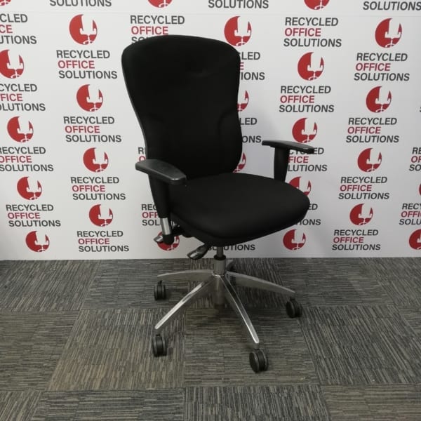 Black Operator Chair with Arms and Silver Base