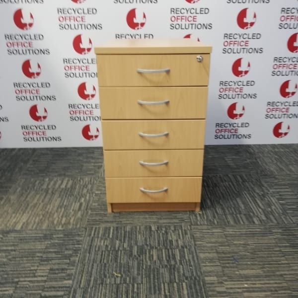 Beech Desk High Multi-Drawer Unit