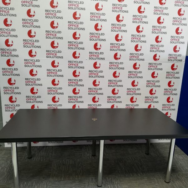 Black Rectangular Meeting Table with Chrome Legs