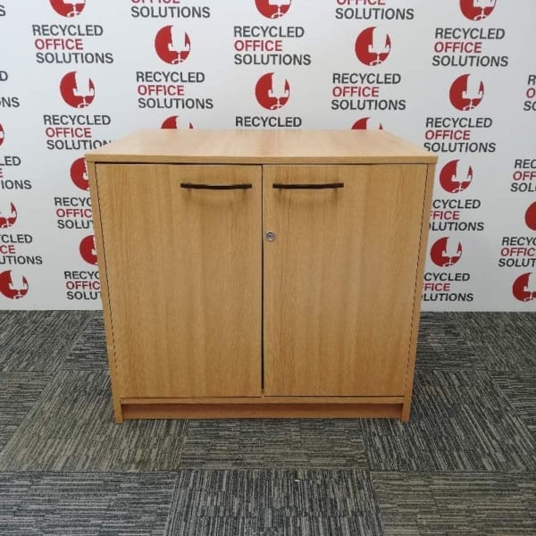 Oak Desk High 2 Door Cupboard
