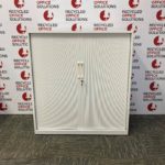 White 2 Door Mid Height Tambour Unit