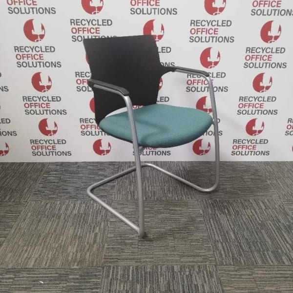 Green Fabric Stacking Chair with Black Plastic Back