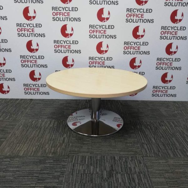 Round Maple Coffee Table with Chrome Base