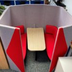 4-Person Red & Grey Allermuir Meeting Booth