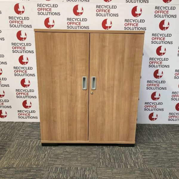 Half Height Mid Walnut 2 Door Cupboard
