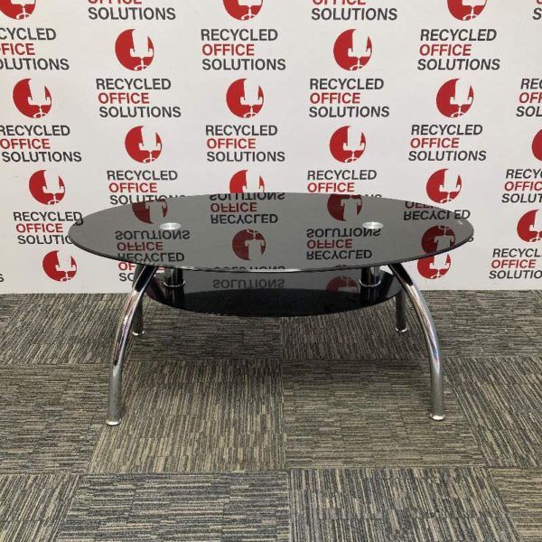 Black Glass Oval Coffee Table