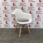 White Plastic 'Eames' Style Canteen Chairs