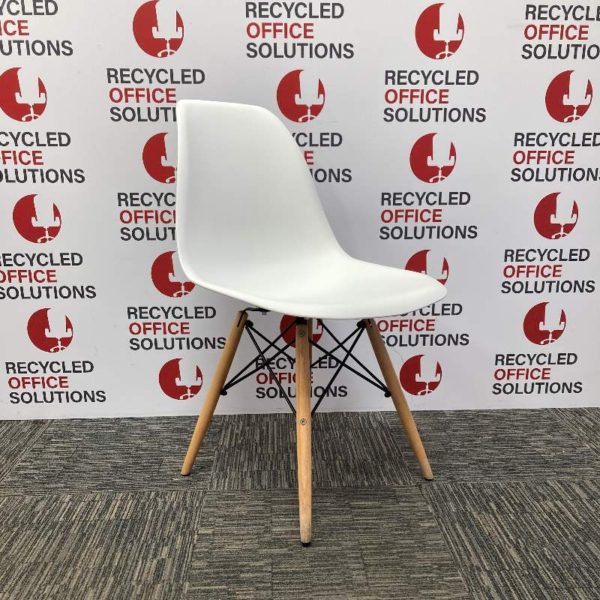White Plastic 'Eames' Style Canteen Stool