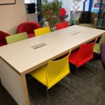 White Bench Style Meeting Table