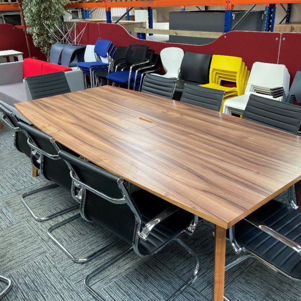 Large Walnut Effect 'Boat Shaped' Meeting Room Table