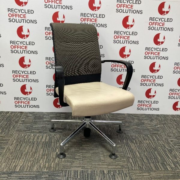 Cream 'Kusch & Co' Leather Effect Meeting Chair