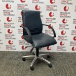 Dark Blue Leather Effect Operator Chair