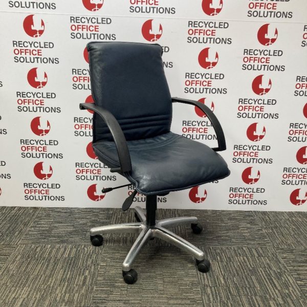 Dark Blue Leather Effect Operator Chair