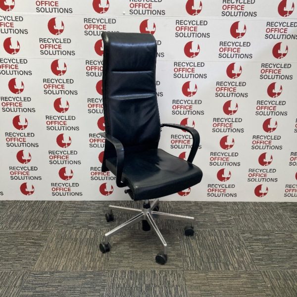 Black Leather Effect High Back Operator Chair - Type 1
