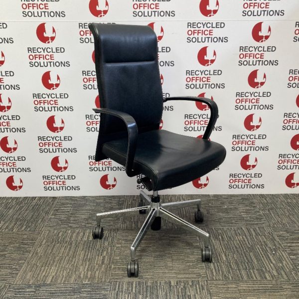 Black Leather Effect Operator Chair - Type 1