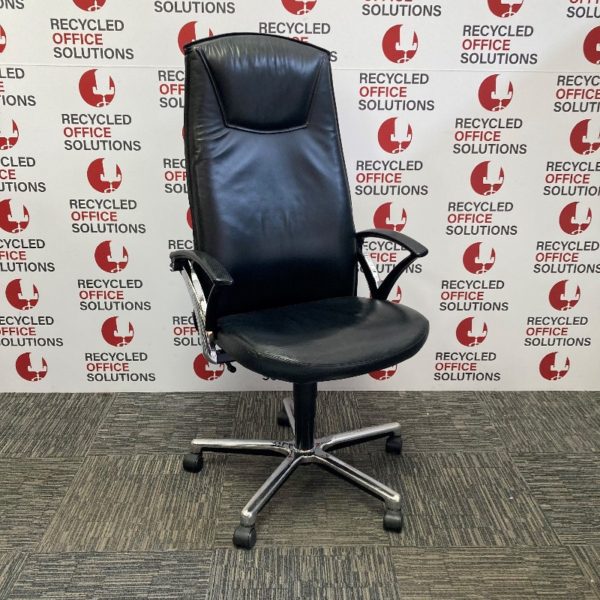 Black Leather Effect High Back Operator Chair