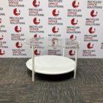 Round Glass Coffee Table with White Metal Frame