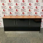Gloss Black Reception Unit with Walnut Effect Top
