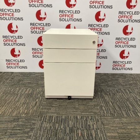 White Metal 3 Drawer Under Desk Pedestal - Type 6