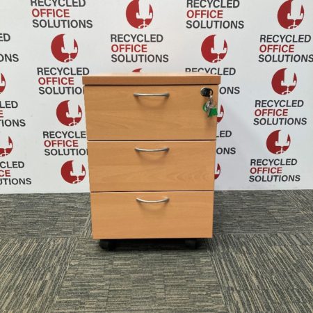 Beech Under Desk 3 Drawer Pedestal